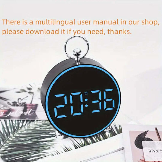 Ceas de Masă și Perete Digital cu Alarmă, Funcție Snooze, Lumină LED, Mod Noapte, Control Vocal, USB