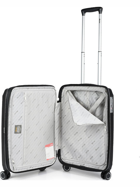 Estil Cabin Hard Travel Suitcase Black with 4 Wheels Height 55cm