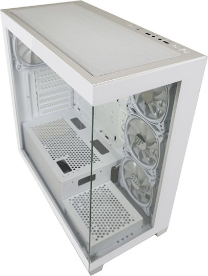 LC-Power Seamless_Pale_X Gaming Midi-Turm Computergehäuse mit Seitenfenster und RGB-Beleuchtung Weiß