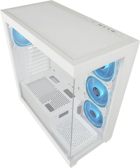 LC-Power Seamless_Pale_X Gaming Midi-Turm Computergehäuse mit Seitenfenster und RGB-Beleuchtung Weiß