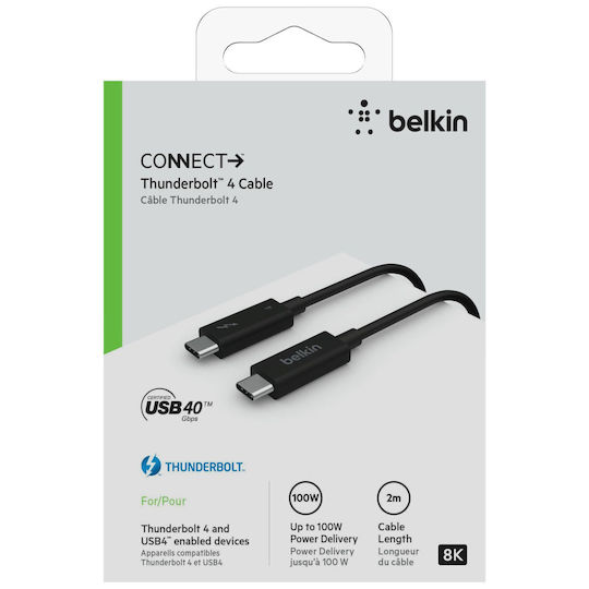 Belkin Thunderbolt 4 Cable Black 0.8m (INZ002BT2MBK)