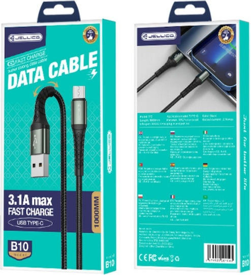 Jellico B10 Редовна USB 2.0 до микро USB кабел Черен 1м (34.912.1044) 1бр
