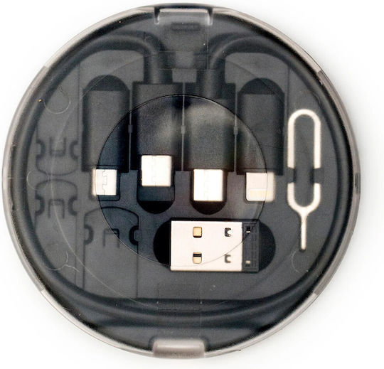 Kikkerland Regular USB to Type-C / micro USB Cable Μαύρο 1m (US241)