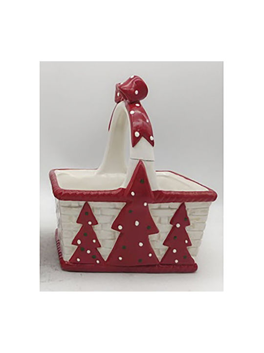 Iliadis Christmas Bread Basket Ceramic Red L19xW15xD12cm.