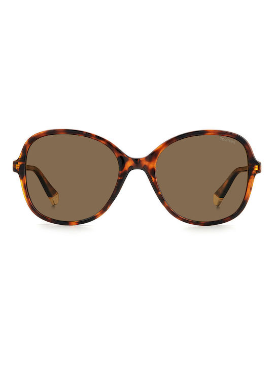 Polaroid Women's Sunglasses with Brown Tartaruga Plastic Frame and Brown Polarized Lens PLD4136/S 086/F4