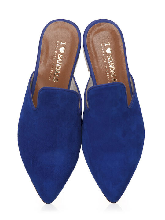 JULIA Mules mit Absatz in Blau Farbe