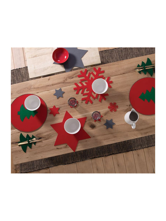 Nef-Nef Homeware Set Christmas Placemats Fabric Red L50xW50xD50cm. 2pcs