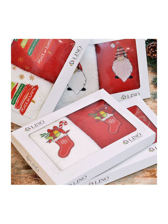 Lino Home Set Christmas Towels Fabric Multicolored L50xW30cm. 2pcs