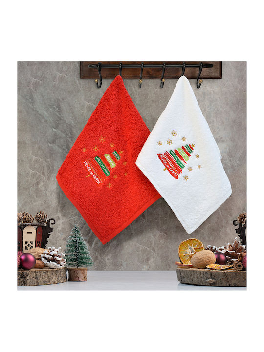 Lino Home Set Christmas Towels Fabric Multicolored L50xW30cm. 2pcs