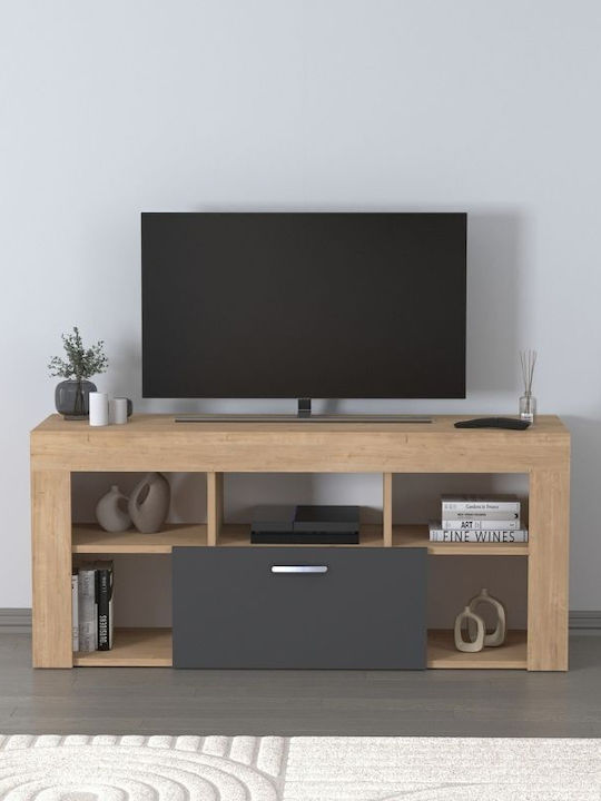 TV Stand Wooden Midili Sapphire Oak - Anthracite L135xW42xH60.7cm