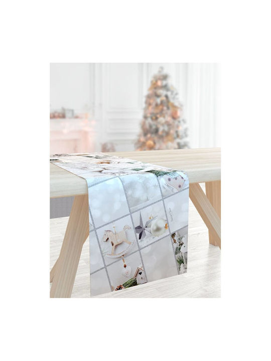 Saint Clair Christmas Tablecloth Runner Fabric Beige L175xW40cm.