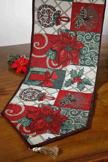 Sette Colori Christmas Tablecloth Runner Fabric Multicolour L170xW45cm.