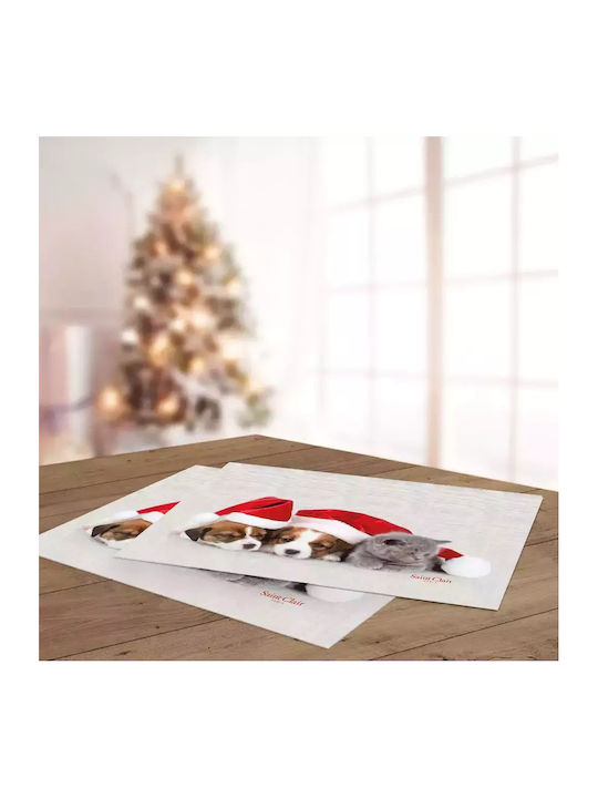 Saint Clair Set Weihnachtliche Platzsets Stoff Rot L45xB33cm. 4Stück
