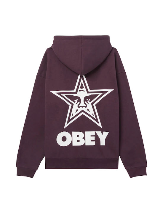 Obey Bold Sweatshirt Fleece with Hood Burgundy