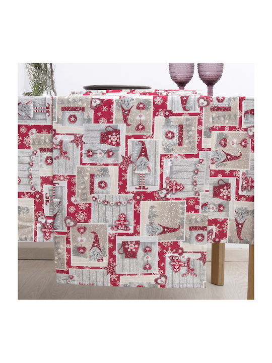 Dimeco Christmas Tablecloth Round Red L180xW180cm.