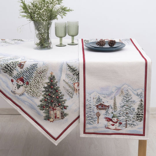 Dimeco Christmas Tablecloth Square Fabric Gray L100xW100cm.