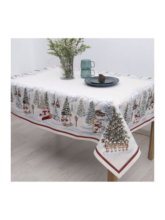Dimeco Christmas Tablecloth Square Fabric Gray L100xW100cm.