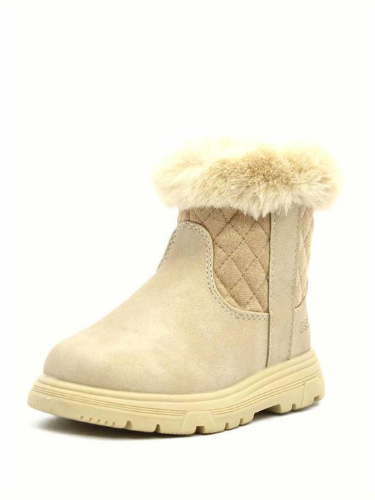 Conguitos Kids PU Leather Boots with Zipper Beige