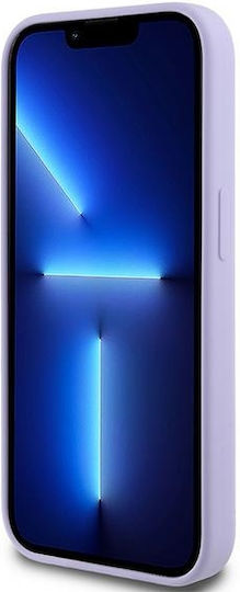 Karl Lagerfeld Hülle für iPhone 14 Pro Kompatibel mit Magsafe Klhmp14lscmkcrhu Silikon Kc Body Ring Lila