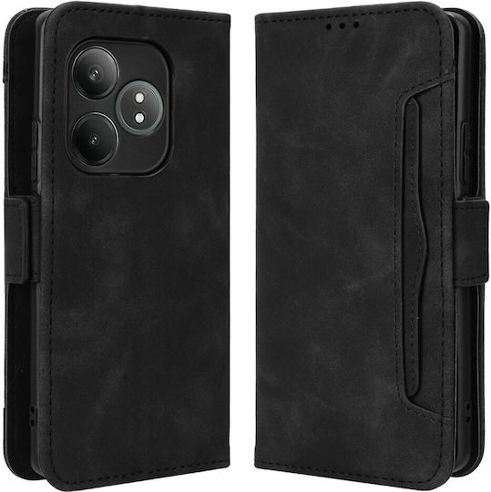 Umschlag Rückseite Synthetisches Leder / Kunststoff / Silikon Magnetisch Schwarz (Realme GT 6)