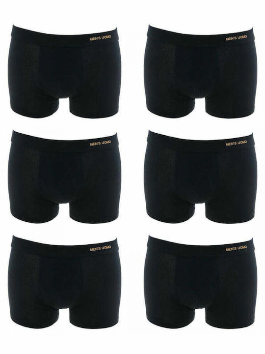 Uomo Men's Boxers 6Pack Black