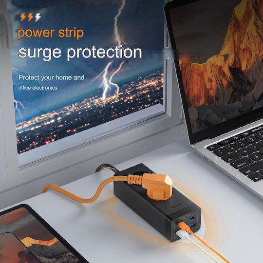 Tessan Πολύπριζο Aσφαλείας 2 Θέσεων με 2 USB-A, 2 USB-C και Καλώδιο 2m