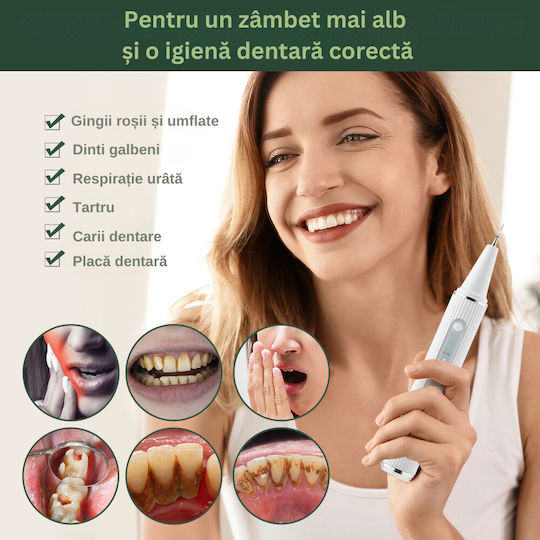 Dispozitiv de Curățare a Dinților Birai Aparat Vizual de Curățare a Dinților Profesional Curățare Smart cu Ultrasunete Cameră HD Încărcare Wireless Cablu Tip C 3 Moduri de Lucru Baterie Reîncărcabilă