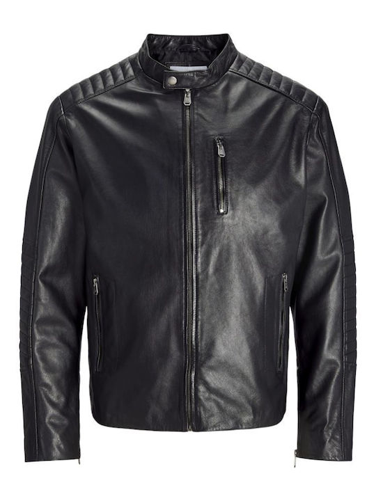 Jack & Jones Biker Lederjacke Schwarz