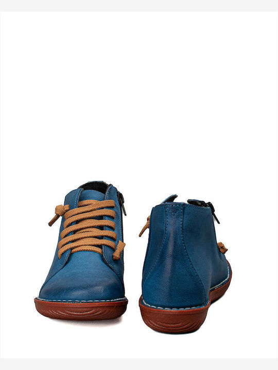 Leather Women's Ankle Boots Caribbean Blue