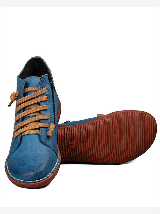 Leather Women's Ankle Boots Caribbean Blue