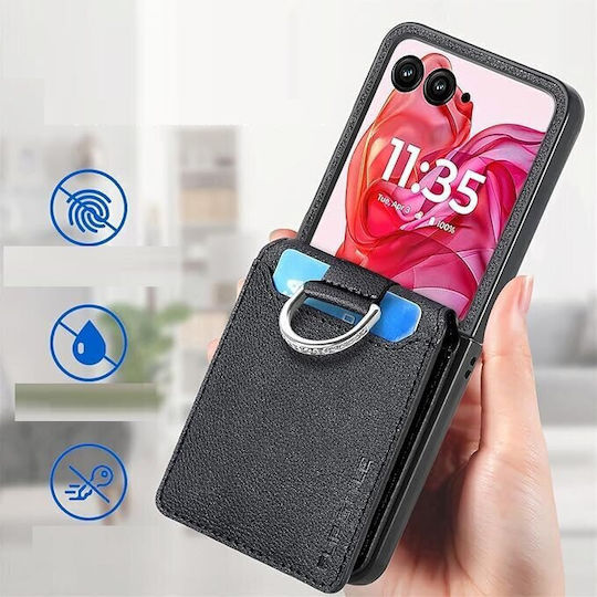 Umschlag Rückseite Leder / Synthetisches Leder Schwarz (Razr 50 Ultra)