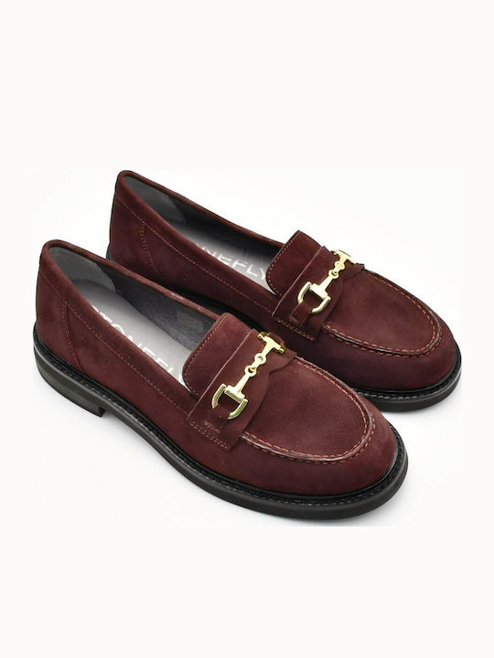 Δερμάτινα Γυναικεία Loafers σε Μπορντό Χρώμα