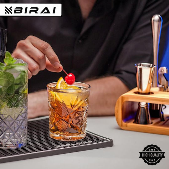 Barman Set Drink Preparation Birai 10 Pieces 550 Ml Cocktail Shaker Stainless Steel Premium Bamboo Stand Spoon Strainer Corkscrew Double Jigger Muddler Pure R