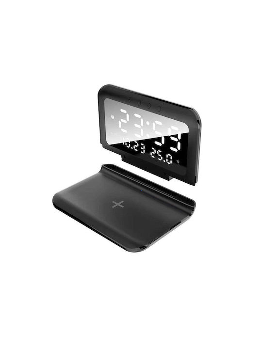 Ceas De Masă Digital Led Cu Ceas Deșteptător Și Încărcare Wireless Alb