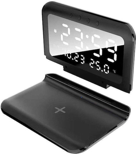 Ceas De Masă Digital Led Cu Ceas Deșteptător Și Încărcare Wireless Alb
