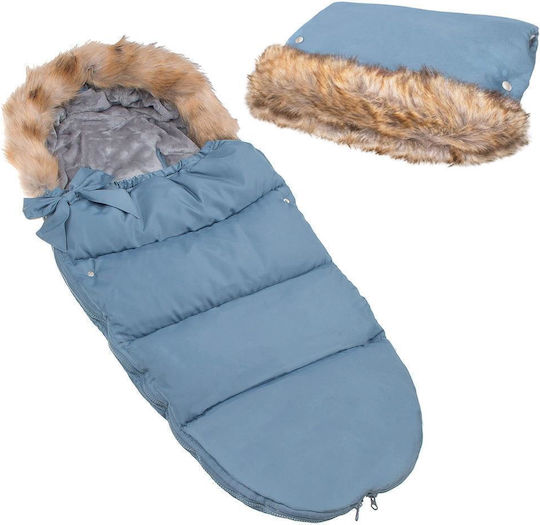 Universal Sac de picioare pentru cărucior Impermeabil Albastru cu căptușeală Fleece 90x45εκ.