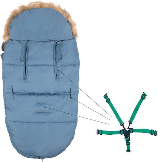 Universal Sac de picioare pentru cărucior Impermeabil Albastru cu căptușeală Fleece 90x45εκ.