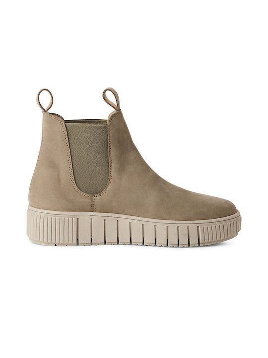 Leather Women's Ankle Boots Green