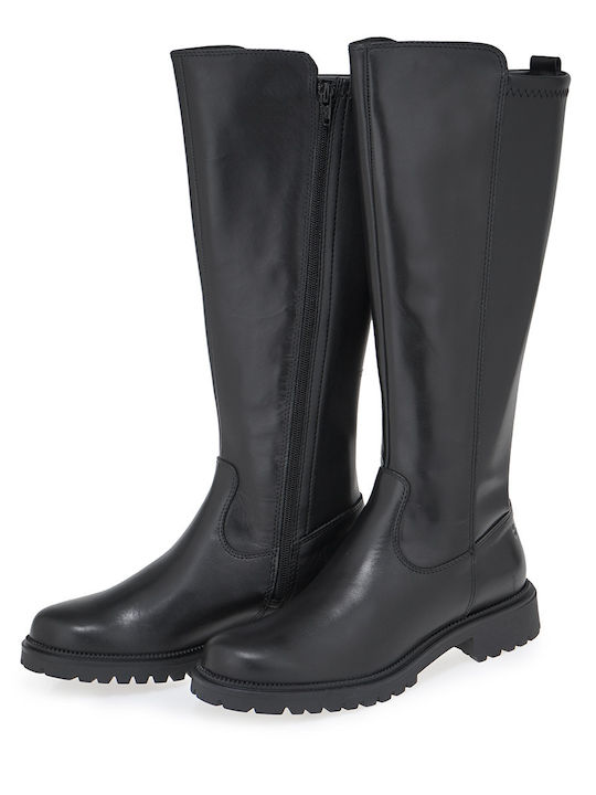 Leather Women's Boots with Zipper Black