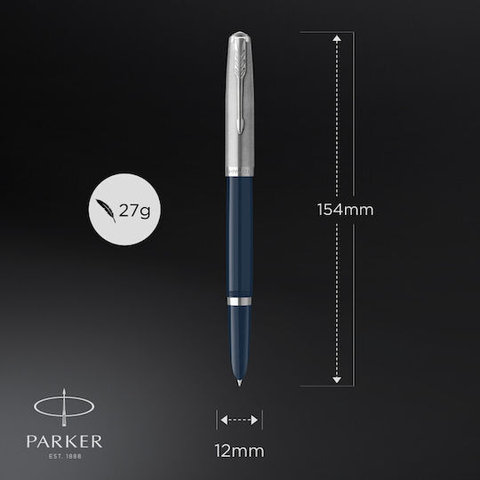 Parker Πένα Γραφής Fine Μπλε από Ατσάλι με Μπλε Μελάνι