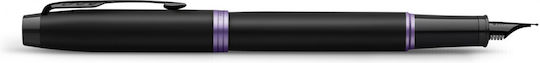 Parker Im Vibrant Rings Füllfederhalter Medium Lila aus Messing mit Blau Tintenfarbe