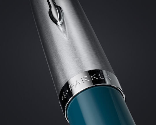 Parker Writing Pen Fine Blue made of Steel with Blue Ink