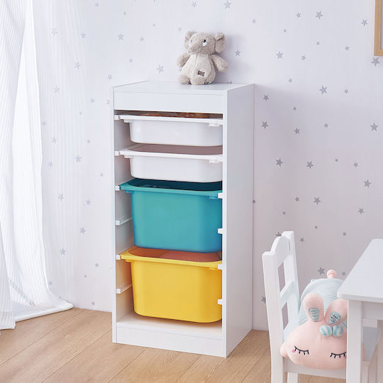 Система за съхранение на играчки Бял 40.8x30x90.3см 1бр
