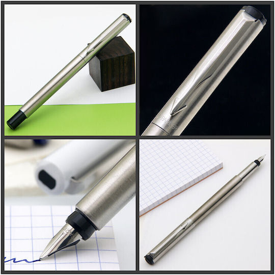 Parker Vector Stainless Πένα Γραφής Fine Γκρι από Ατσάλι