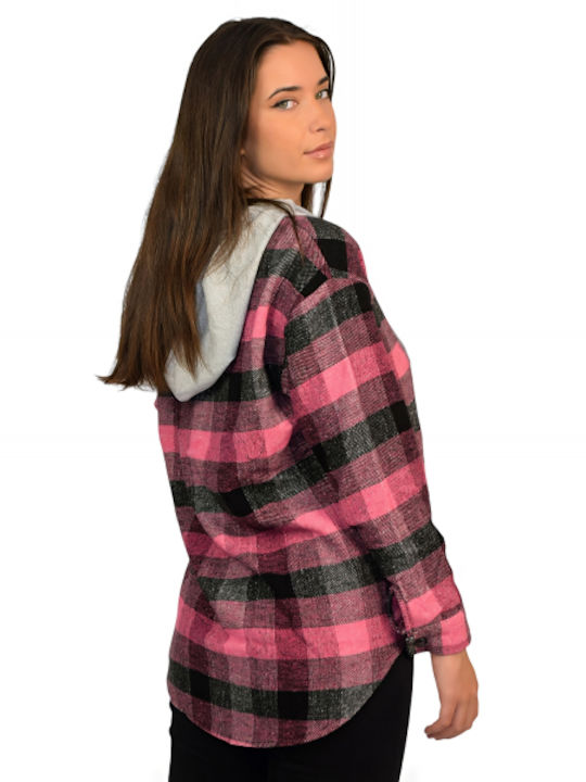 Morena Spain Women's Checked Long Sleeve Shirt Pink