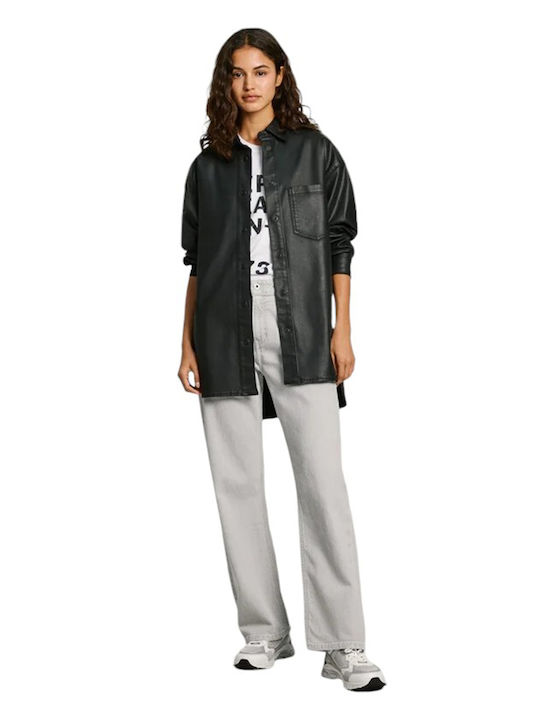 Damen Geprüft Schwarz Overshirt Oversized