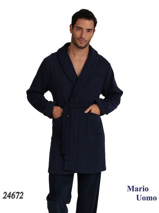 Lydia Creations Men's Winter Pajama Robe Blue