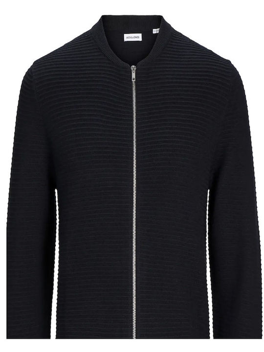 Jack & Jones Men's Knitted Cardigan with Zipper Black