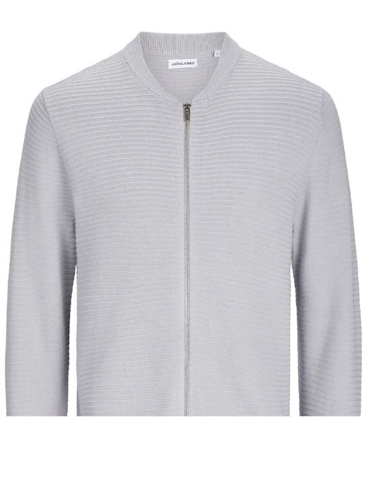 Jack & Jones Men's Knitted Cardigan with Zipper Gray