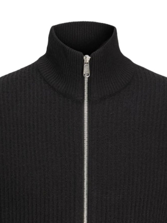 JJ Rebel Men's Cardigan with Zipper Black